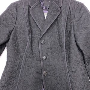 Black paisley blazer with black studded buttons